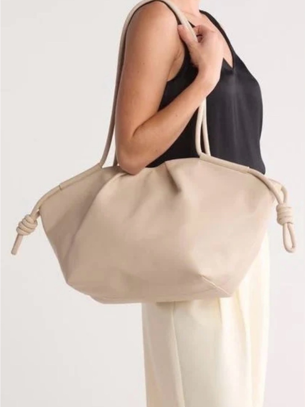 BCBGeneration Beige Knotted Strap Tote NWT